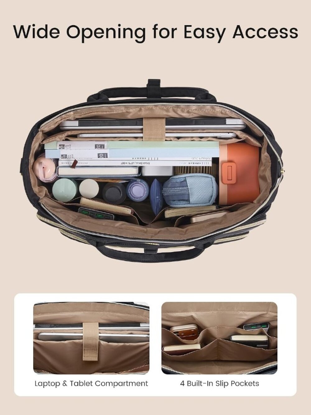Laptop Bag for Women, Work Tote Computer Bag for Teacher Nurse - Picture 4 of 6